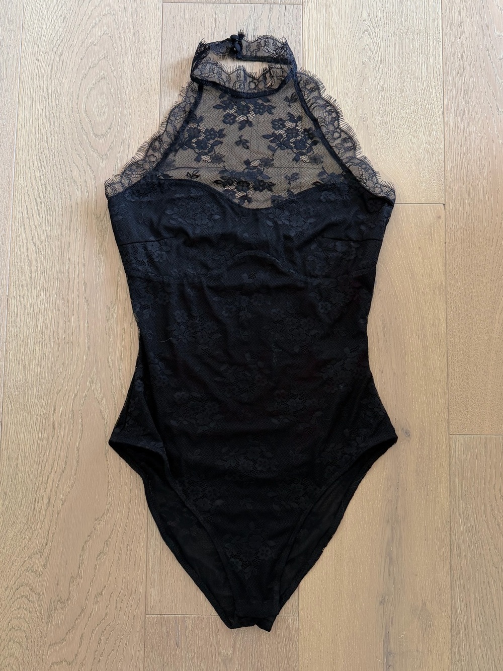 Lulus Cambrie Black Lace Halter Bodysuit - Picture 4 of 12